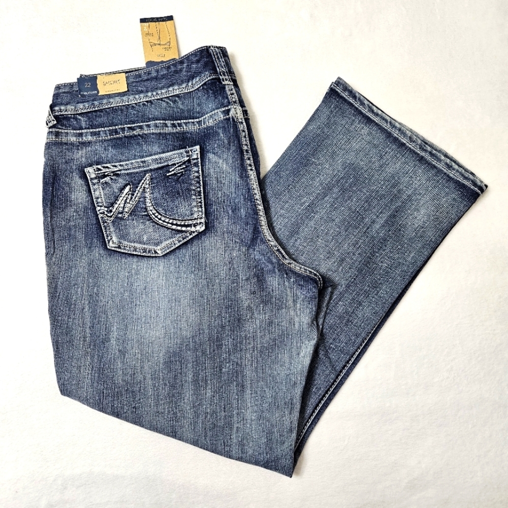 NWT Maurices Straight Fit Slim Boot Ellie jeans sz: 22 short